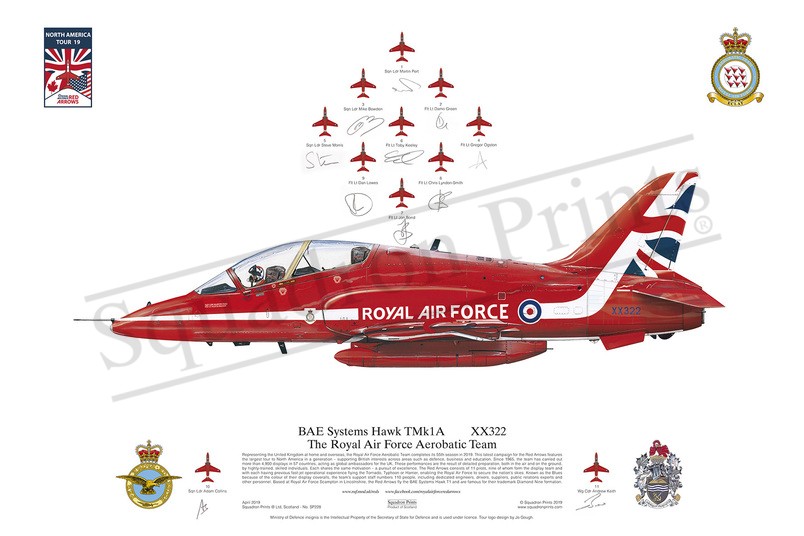 Hawk T1A - Red Arrows 2019 Signed