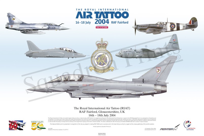 SALE RIAT 2004 Print Mirage 2000, Spitfire, Hawk, C-130, Typhoon