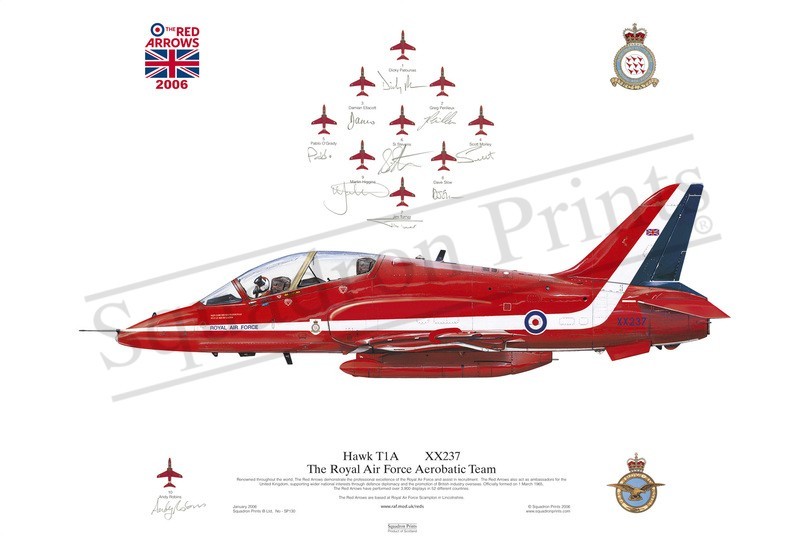 2006 Red Arrows Signed Hawk T1A Print