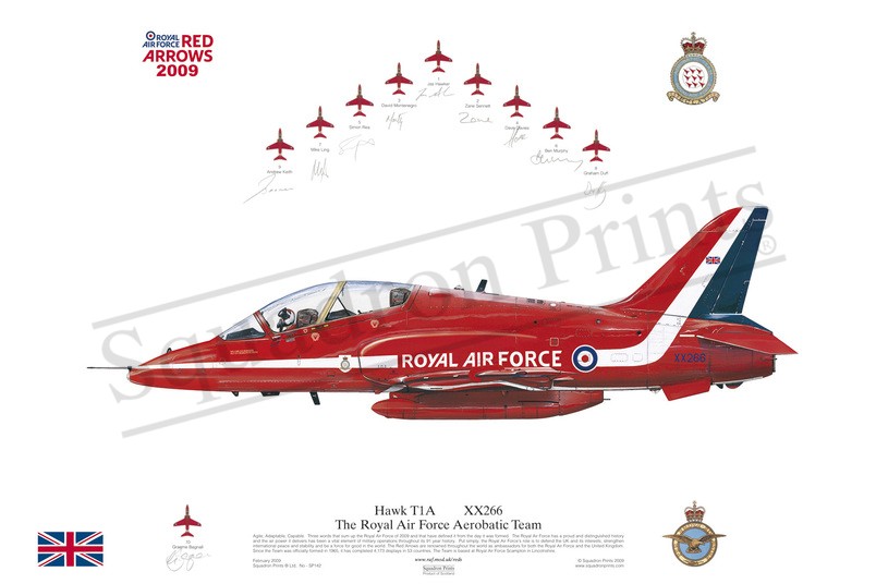 2009 Red Arrows Signed Hawk T1 Print