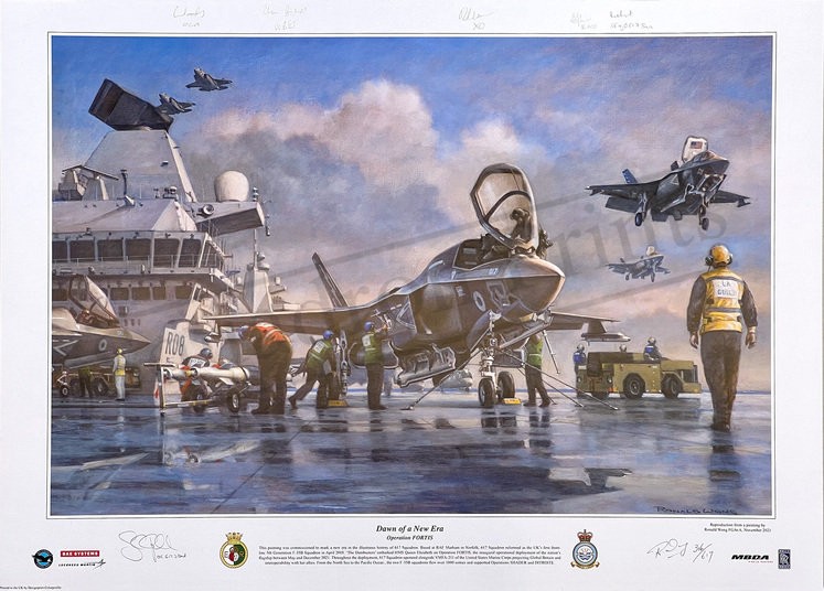 617 Squadron "Op Fortis" Painting - 7 Signatures 617 Squadron "Op Fortis" Painting - 7 Signatures