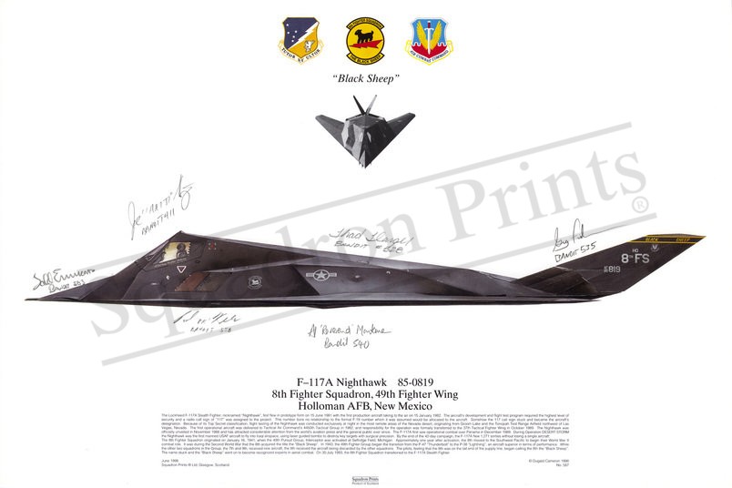 F-117A Nighthawk 8FS Signed Print