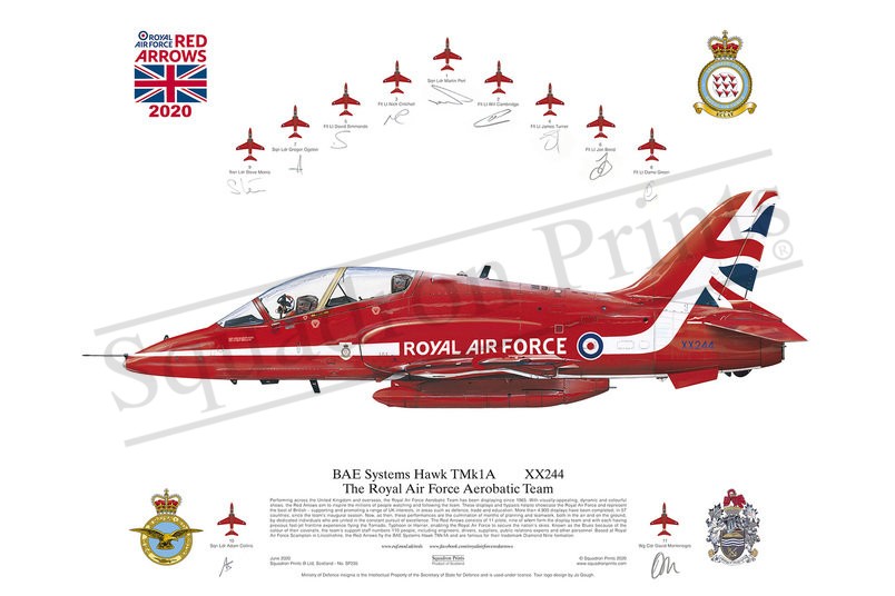 Hawk T1A - The Red Arrows 2020 Signed print