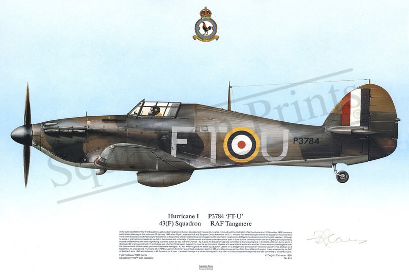 Hurricane I 43(F) Squadron Signed Print