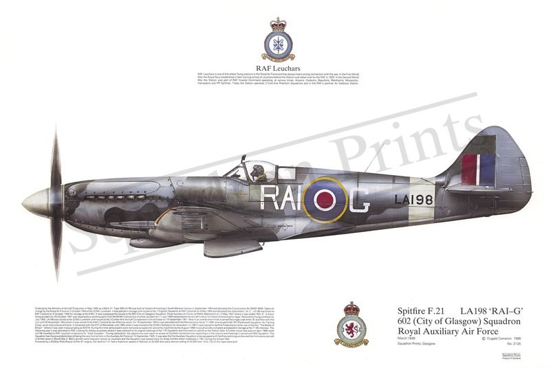 Spitfire F21 LA198 Signed Print