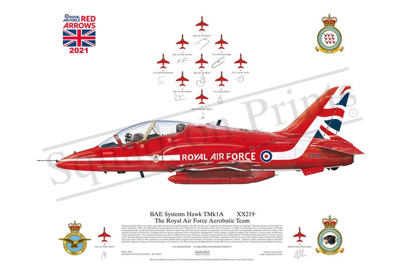  Red Arrows 2021 signed Squadron Print